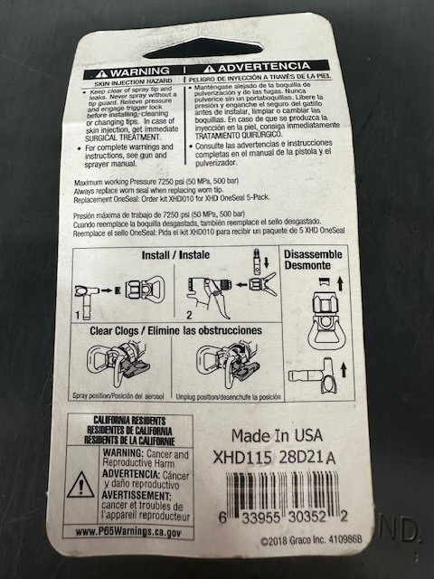 Graco XHD115 TIP SPRAY CYLINDER