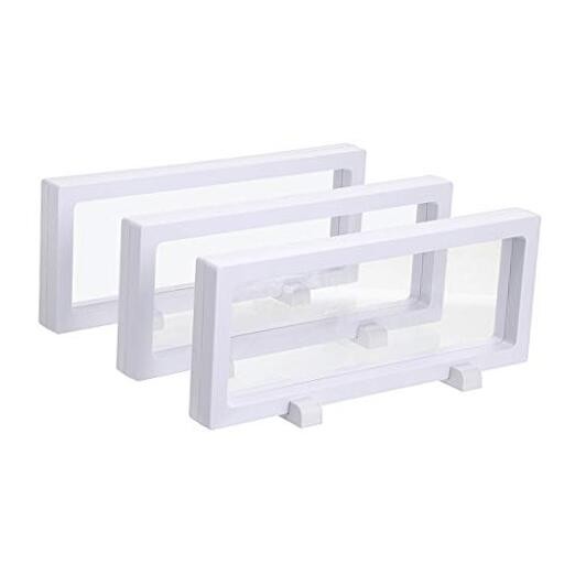 Skelang 3D Floating Display Case, White Rectangular Coin Holder Display Stand,