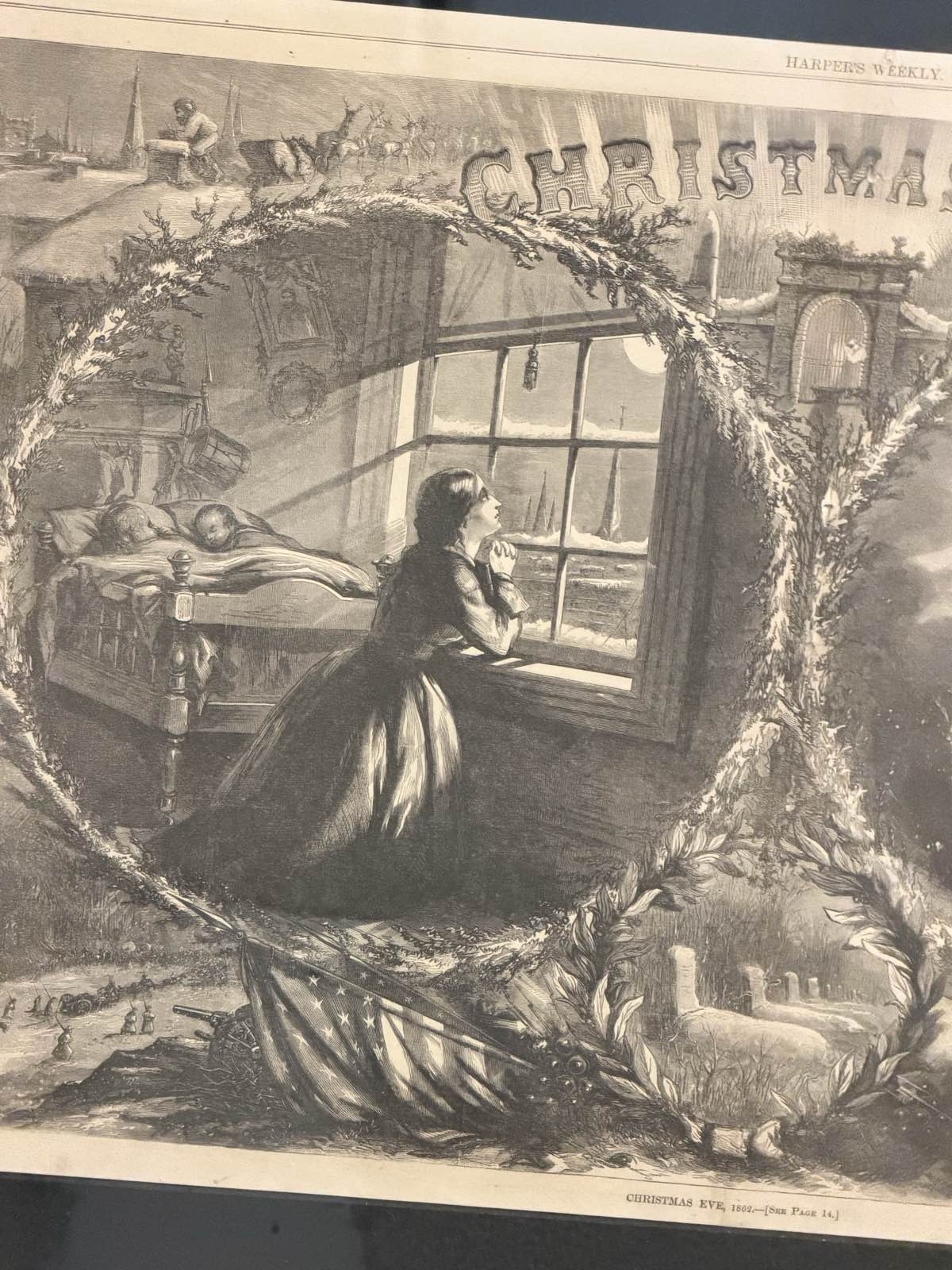 Thomas Nast 1863 Christmas Eve Harper's Weekly Civil War Framed Print