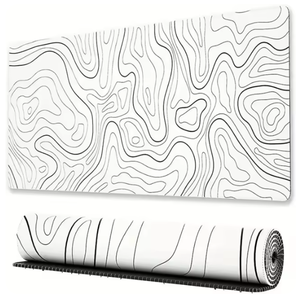 Large Mouse Pad, Black/White, Wavy Design, 4 different sizes