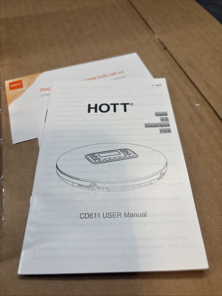 HOTT CD611T Portable CD Player - LCD Display Wireless, Bluetooth - Black