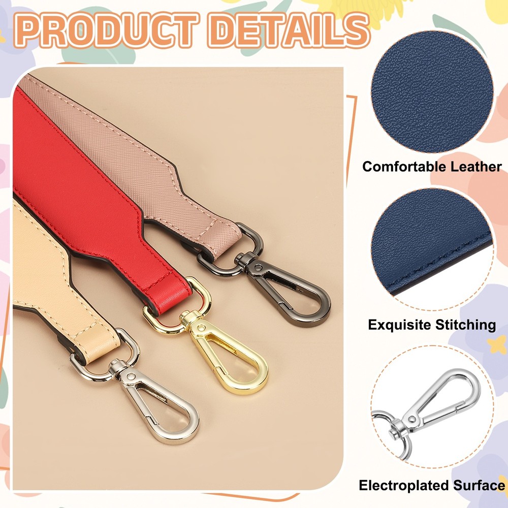 16 Inch Leather Purse Strap, Plain Pattern with Silver Buckle, Blue