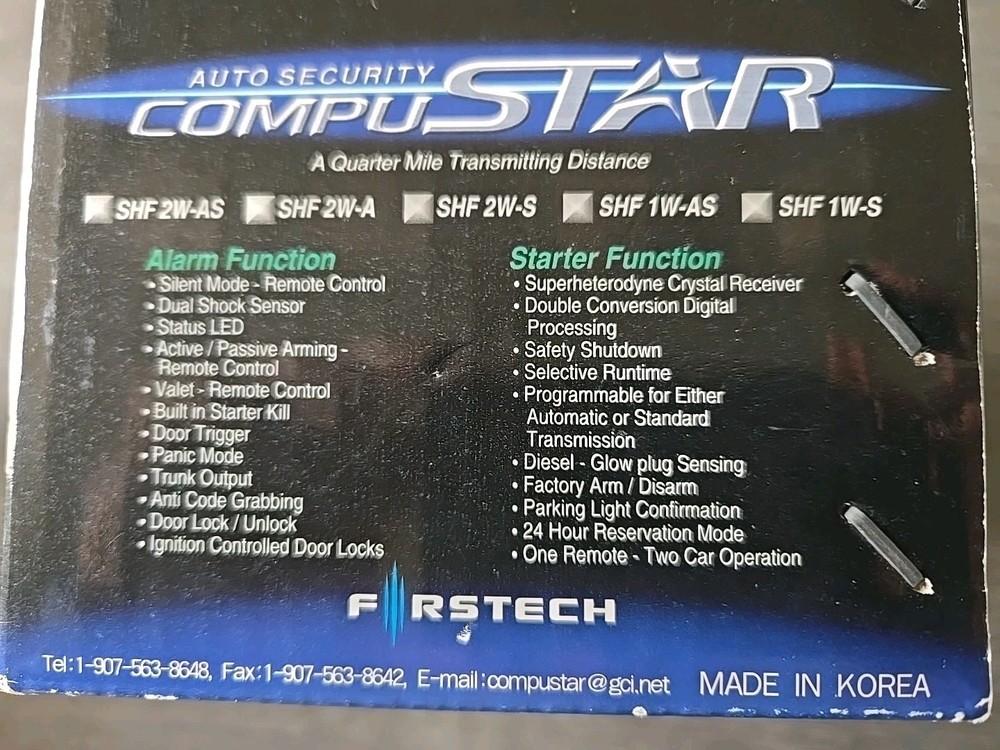 FIRSTECH COMPUSTAR SHF 2W-A REMOTE START/ALARM FUNC ALL THAT'S SHOWN, UNTESTED