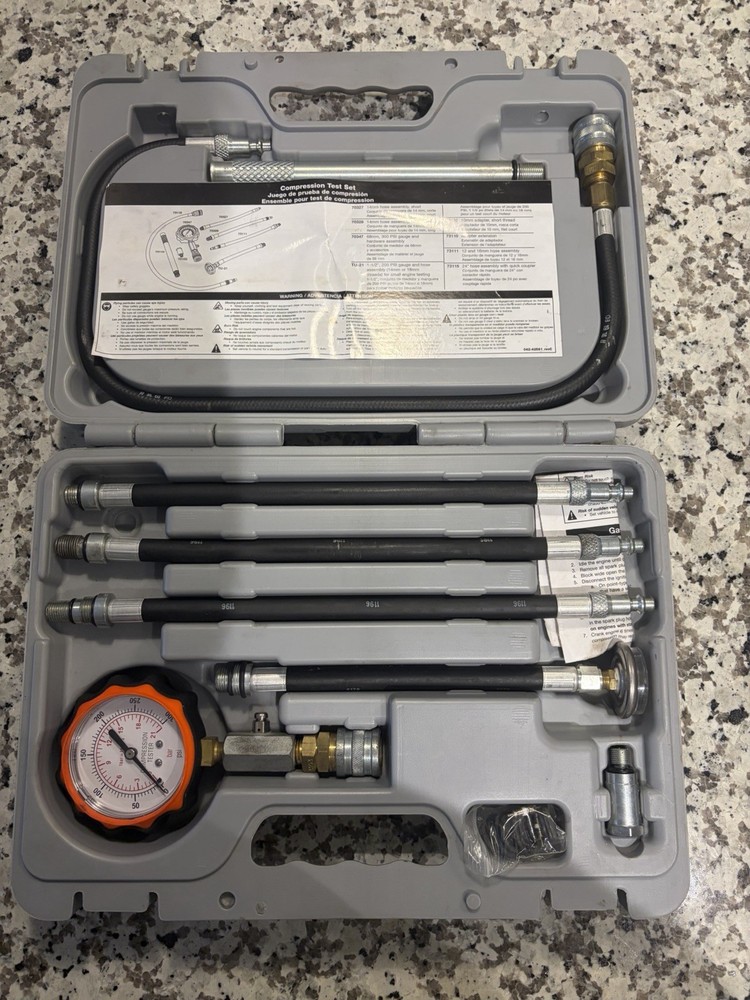 Lang TU-30A Compression Tester Set, Gasoline Engine Testing Kit with Adapters