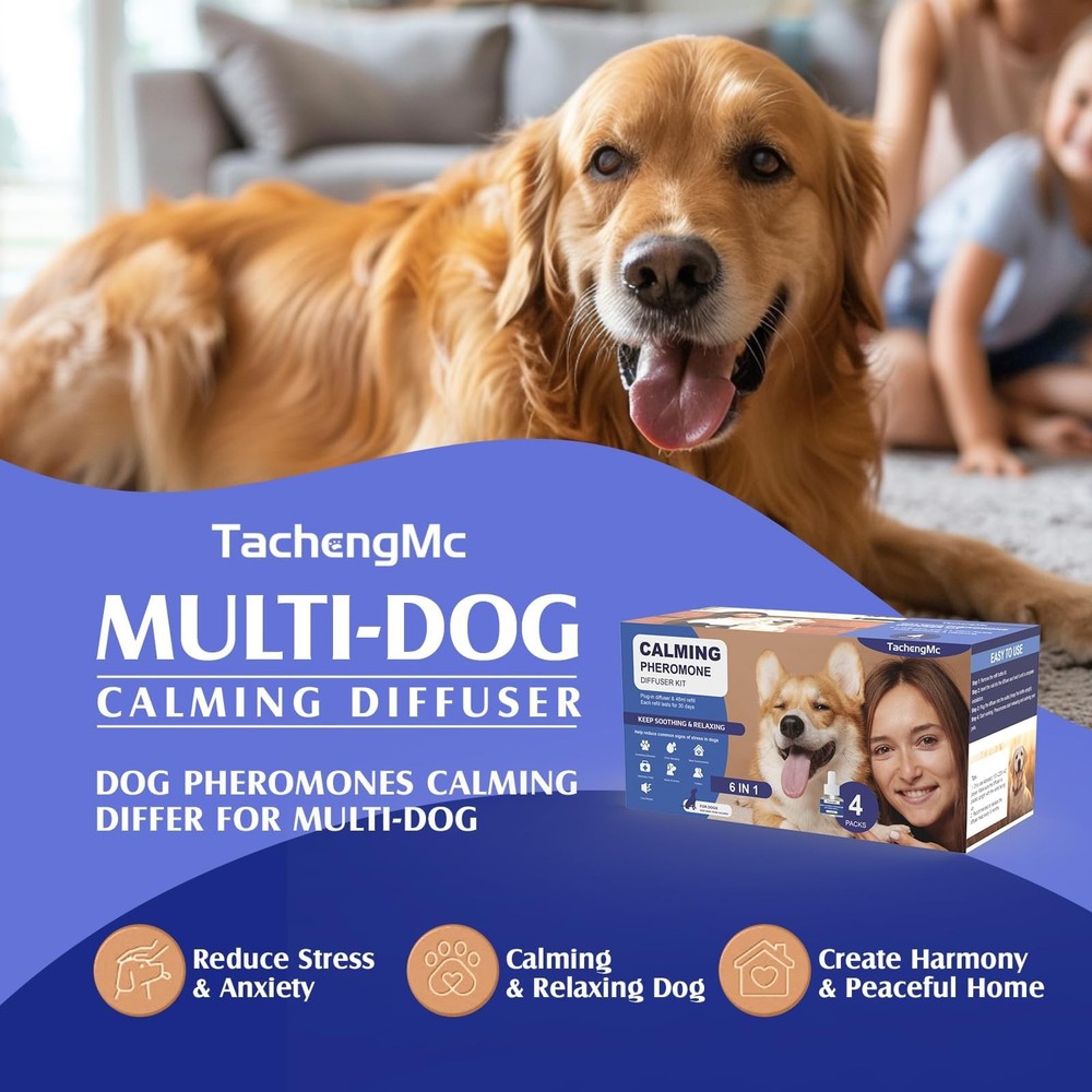 Dog Calming Pheromones Diffuser, 6 in 1 Kit Appeasing Pheromone Diffuser to C...