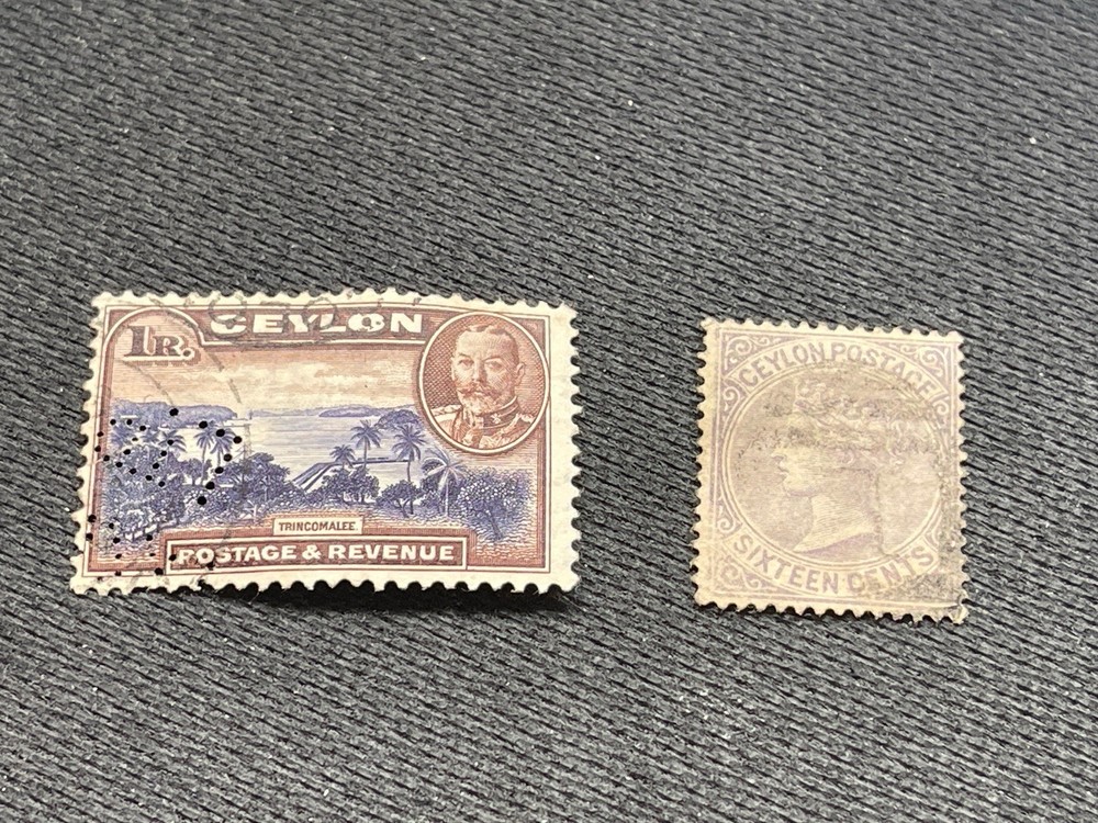 Two Antique Ceylon Stamps Used