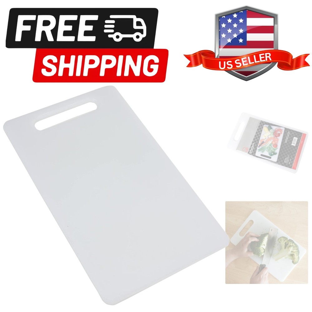 Basic Solid Plastic Cutting Board, 13 x 8 inch, White