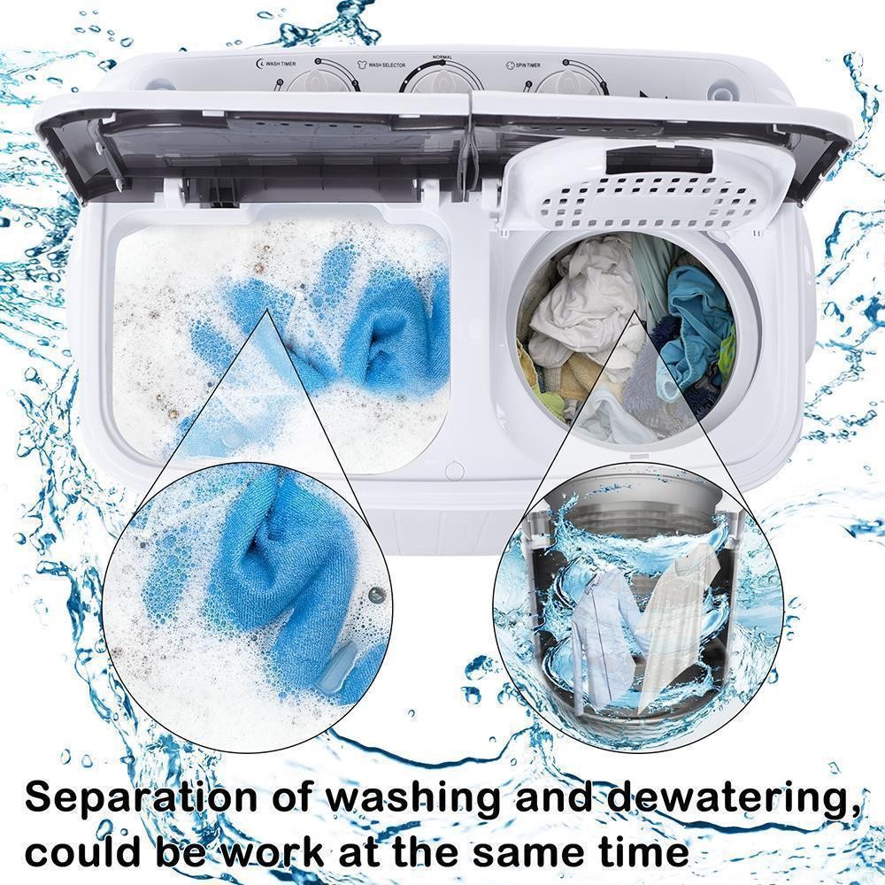 14.3lbs Semi-Automatic Washing Machine Laundry Washer Spin Home Draining Pump