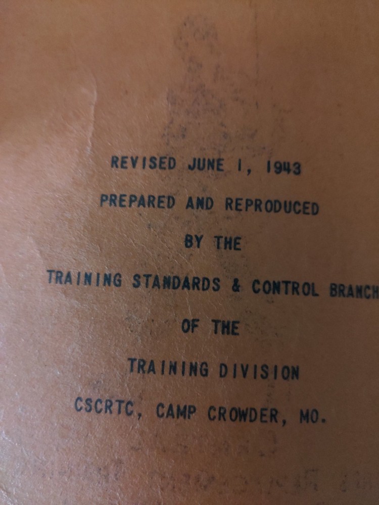 WWII US Signal Corps Camp Crowder Basic Notes Central Signal Corps Training 1943