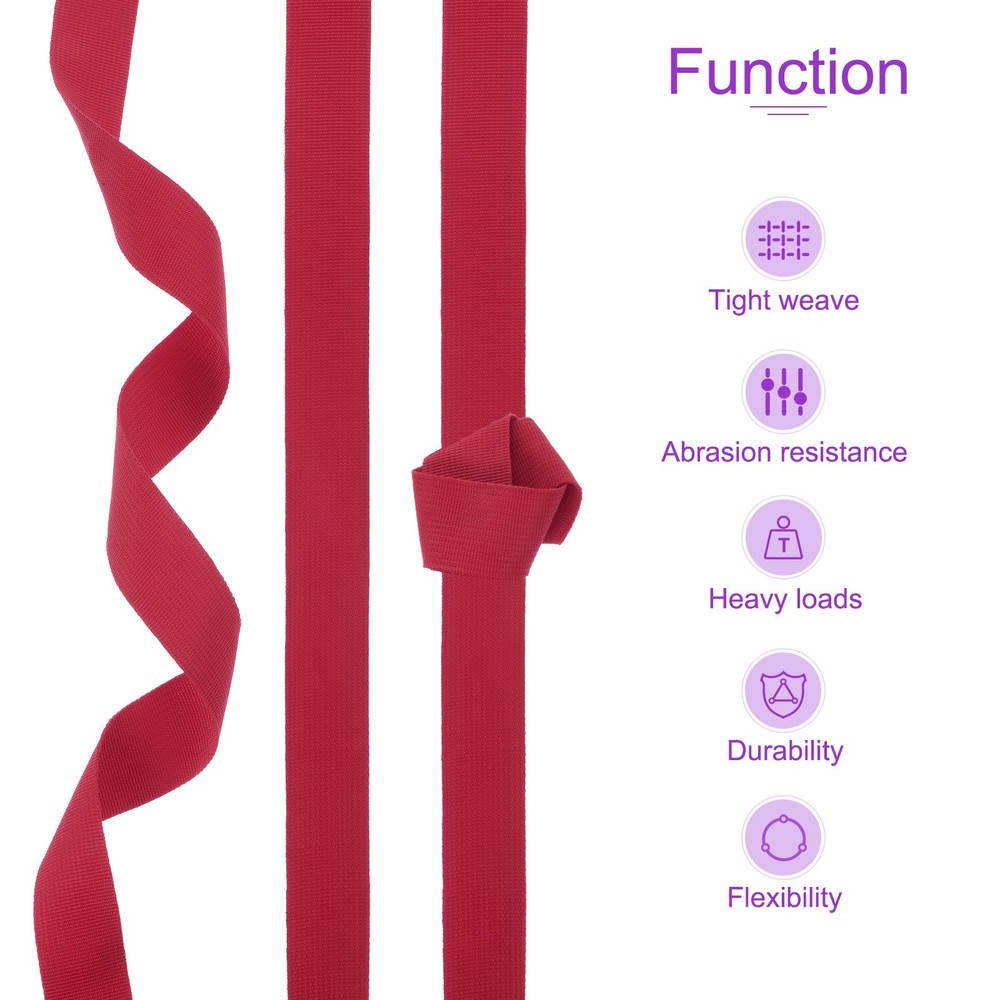 25Yard x 1 1/2" Width Nylon Webbing Strap Poly Flat Webbing Strapping Dark Red