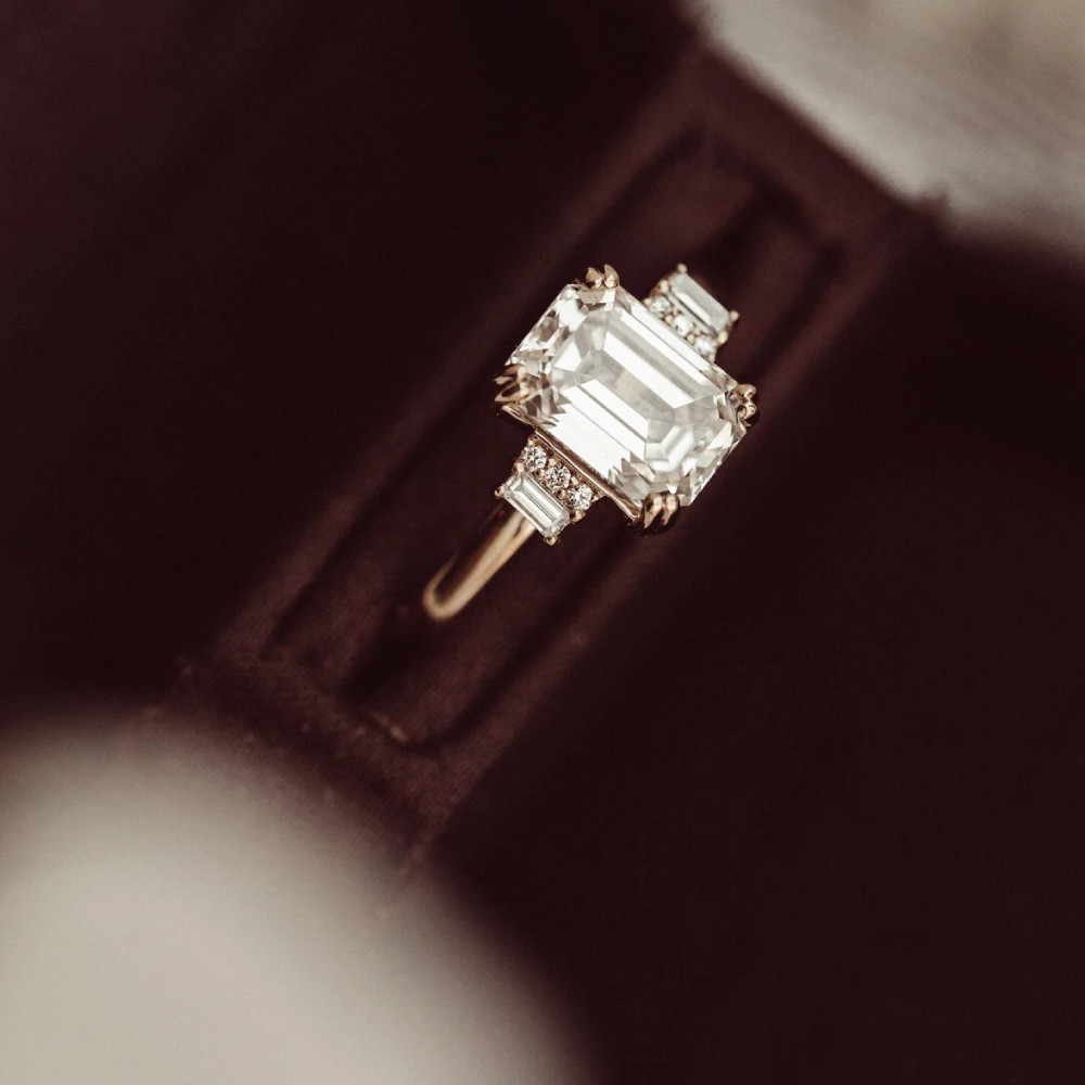14k Yellow Gold Setting Ring Emerald 0.2 Carat Diamond Solid Semi Mount