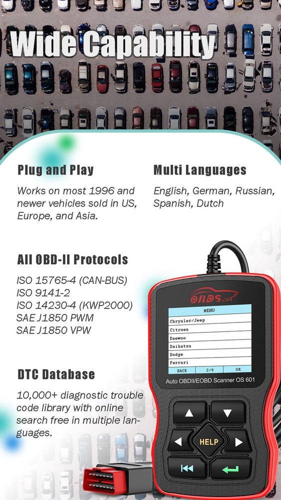 OS601 OBD2 Scanner Diagnostic Tool Code Reader Engine Fault Scan Tool for OBD...