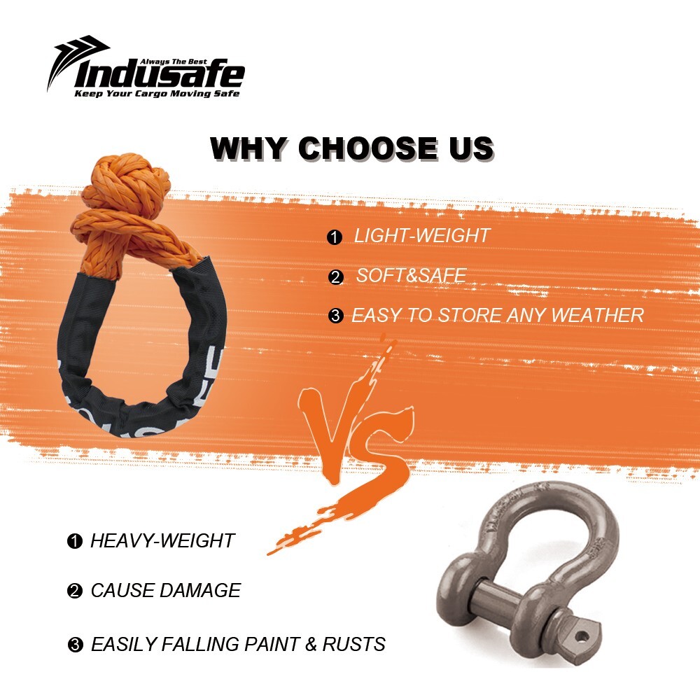 2 Pack 1/2 x 22 Inch 56,000,lbs Soft Shackle Synthetic Rope for ATV UTV 4X4