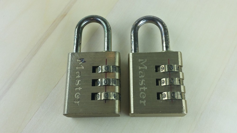 2x Master Padlock 3-Digit Combination Resettable Lock Bronze