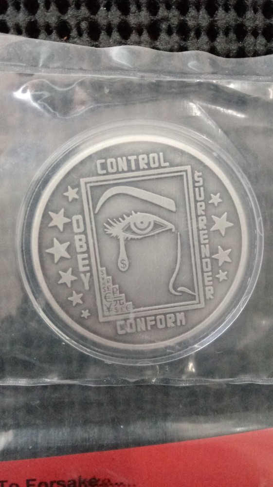 Obey Control Surrender Conform 2014 Zero Hour Mint 1 oz Antiqued Silver w/ COA
