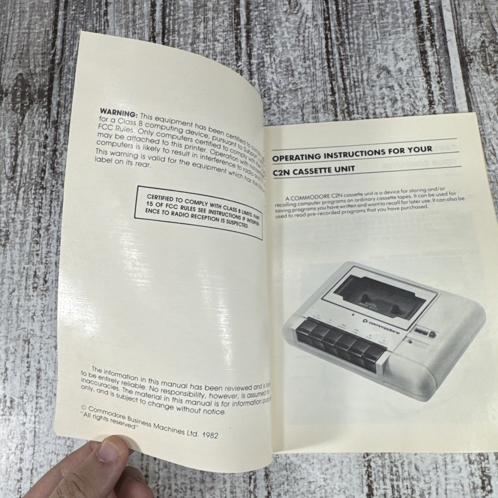 C2N CASSETTE UNIT OPERATING INSTRUCTIONS vintage Commodore Computer manual