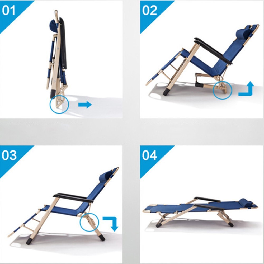 200kg (441lbs) Portable Single Folding Bed Deck Chair Adjustable Multi-function