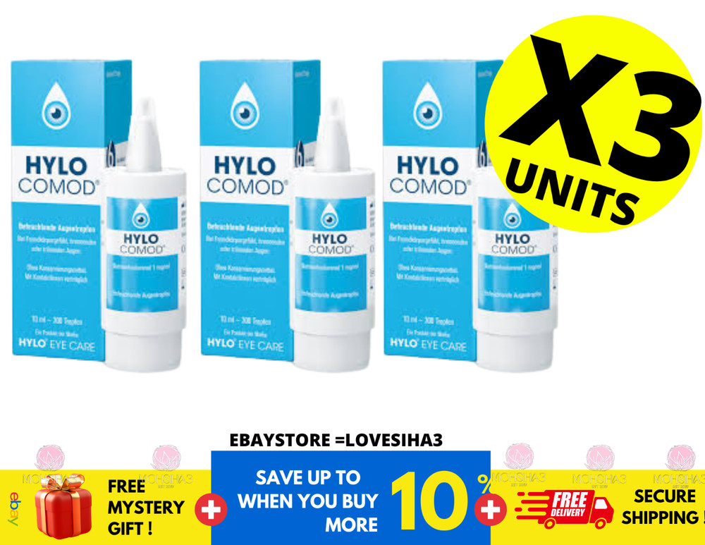 3 x HYLO COMOD EYE DROPS 10ML