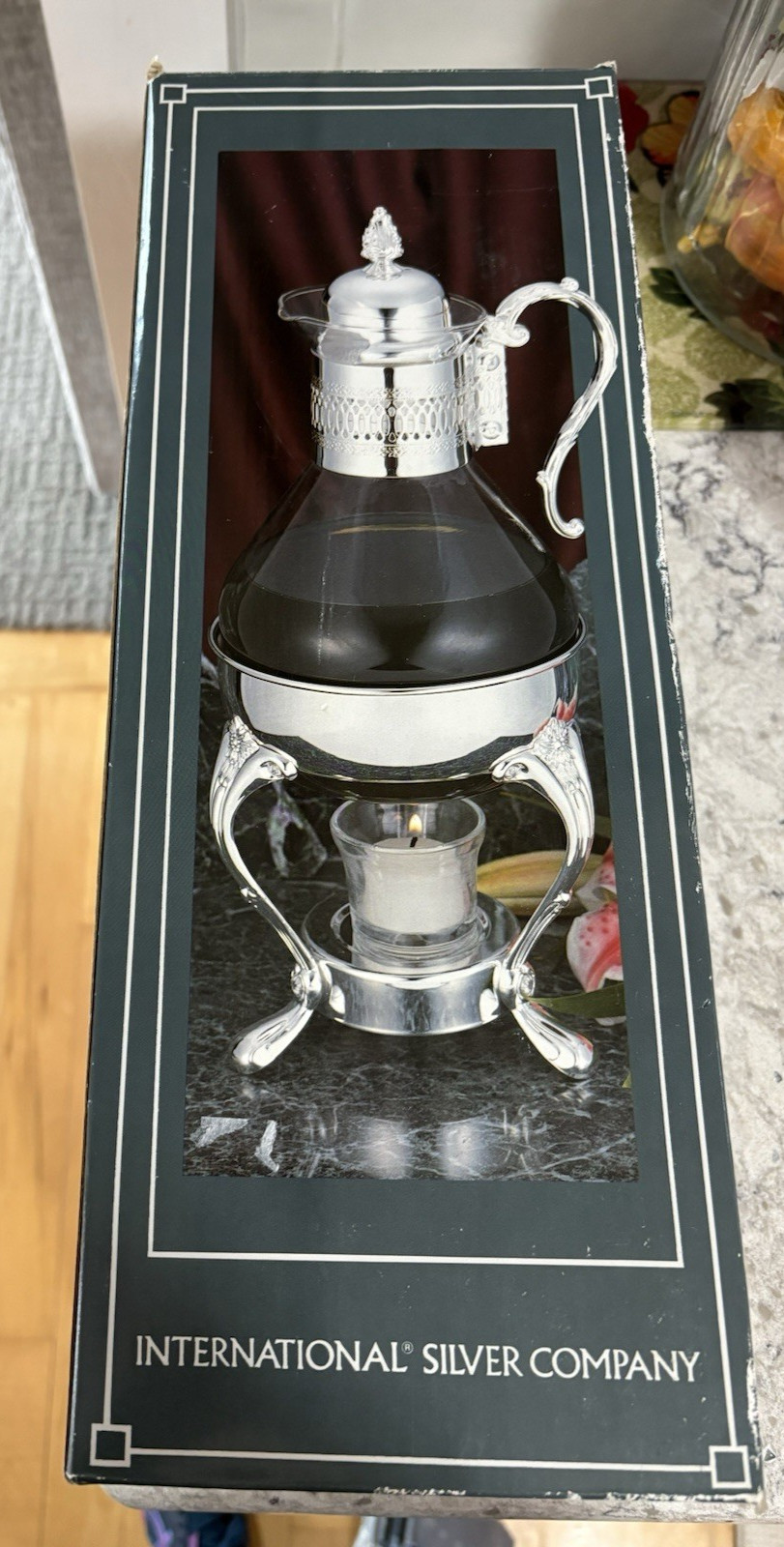 Silverplated COFFEE CARAFE Footed 8 C Vintage 1991 Intl. Silver Co. NEW OPEN BOX