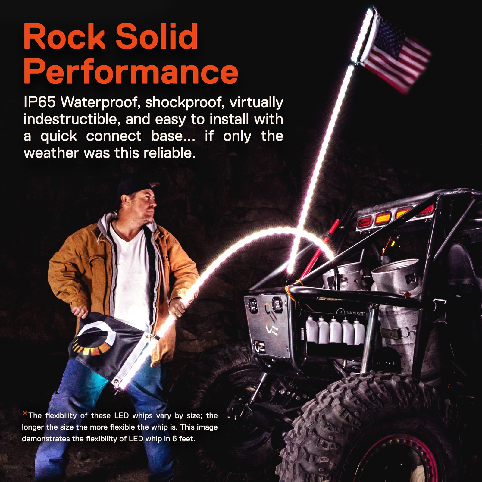 3ft RGB LED Spiral Whip Light Antenna with Flag & Remote for ATV UTV Polaris RZR