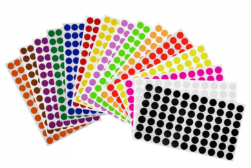 Color Coding Dot Stickers 15mm Round ~5/8 Inch Circle REMOVABLE Labels