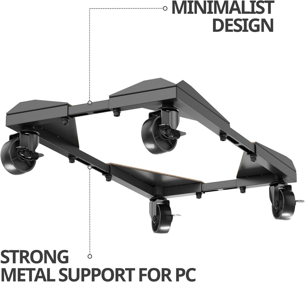 Adjustable Computer Cart with Open Structure for Dust Reduction and Stability