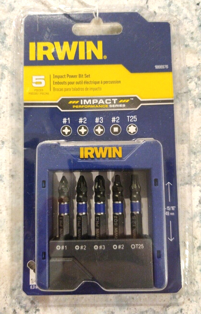NEW IRWIN 1866976 IMPACT POWER BIT SET 5PC