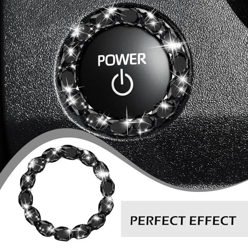 Car Bling Push Start Button Cover, Crystal Rhinestone Engine Start Stop Ring