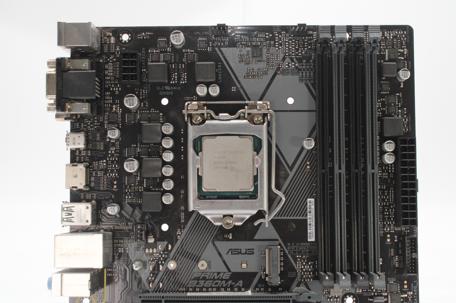 ASUS Prime B360M-A LGA 1151 mATX Motherboard w/ i7-8700 CPU No RAM & I/O Shield