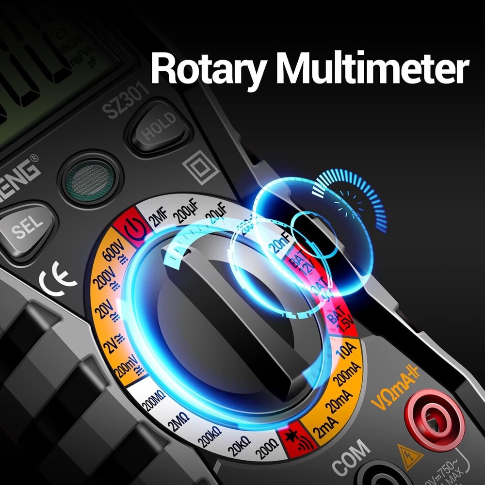 Digital Multimeter with Case,DC AC Voltmeter,Ohm Volt Amp Meter,Measures Voltage