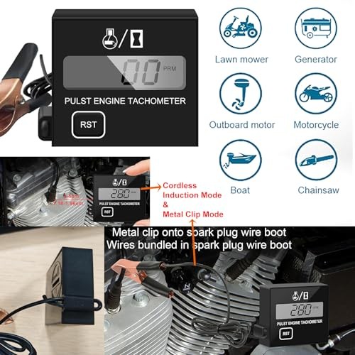 Digital Engine Tachometer for Small Engine Pulse Tach Gauge Single Key
