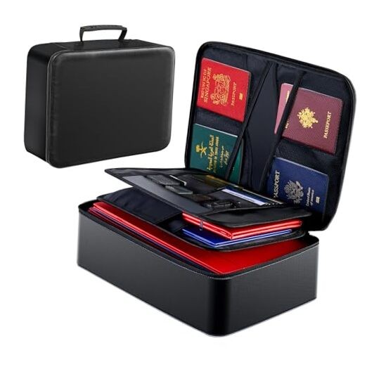 GIANTLUMl Document Bag with Lock,Fireproof 3-Layer File Storage Case with