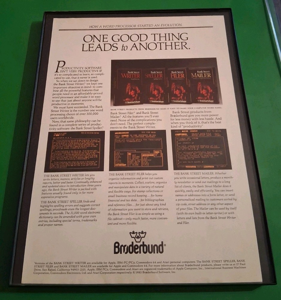 Bank Writer Computer Program Framed Print Ad 8.5X11 1980s