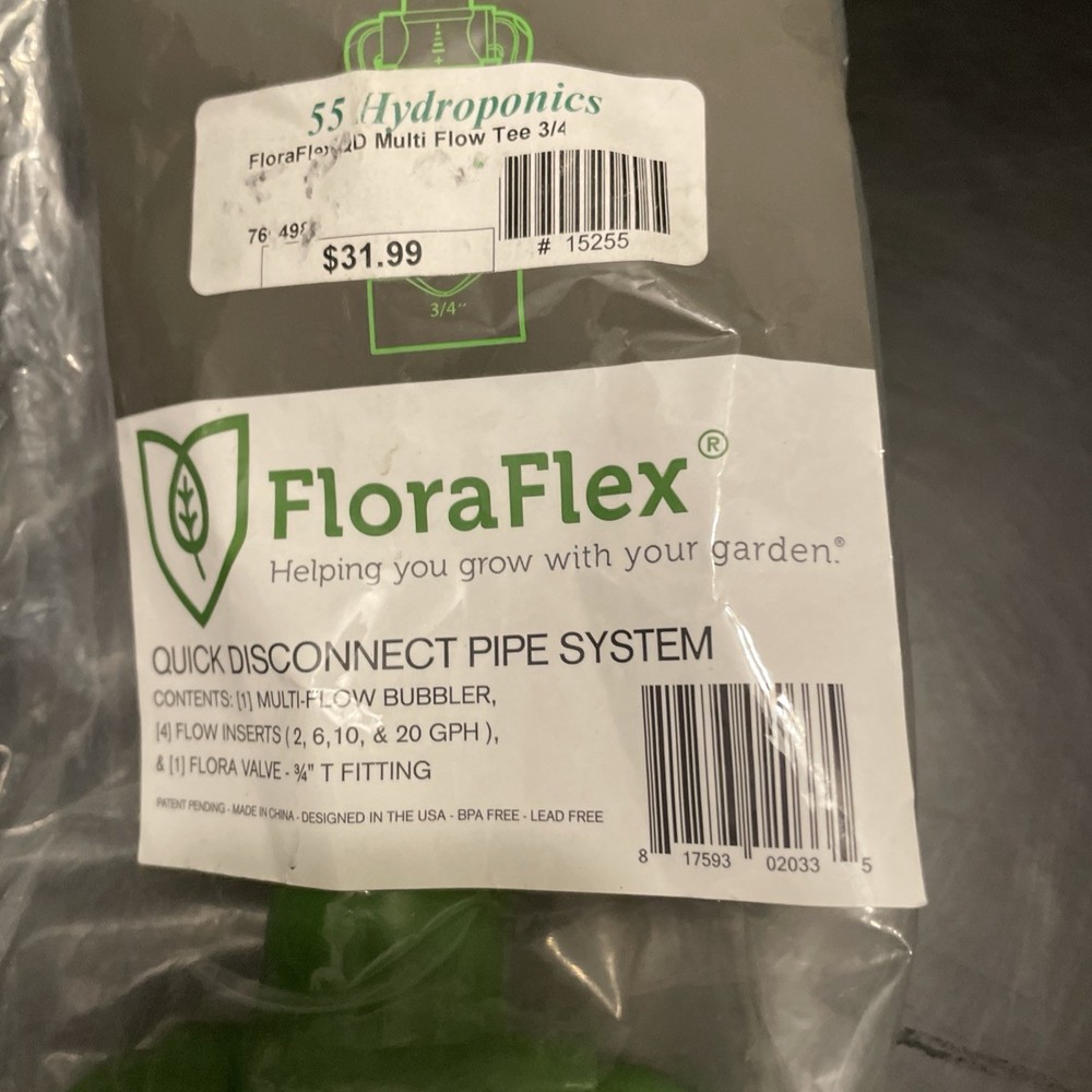 FloraFlex Pipe System Multi Flow 3/4'' TEE QDPS Multi Flow Bubbler, T - Fitting