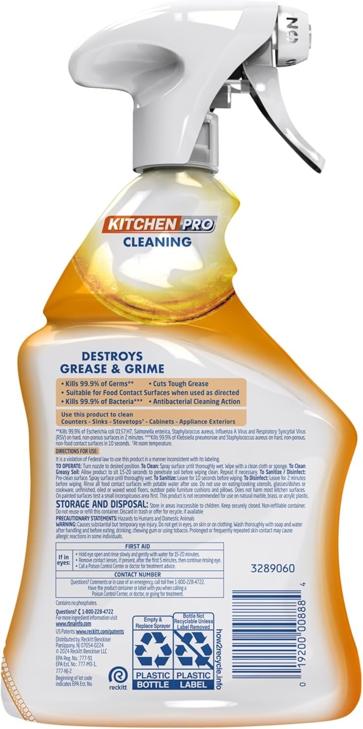 Lysol Pro Kitchen Cleaner Degreaser Citrus Scent 22oz Spray 2 Pack