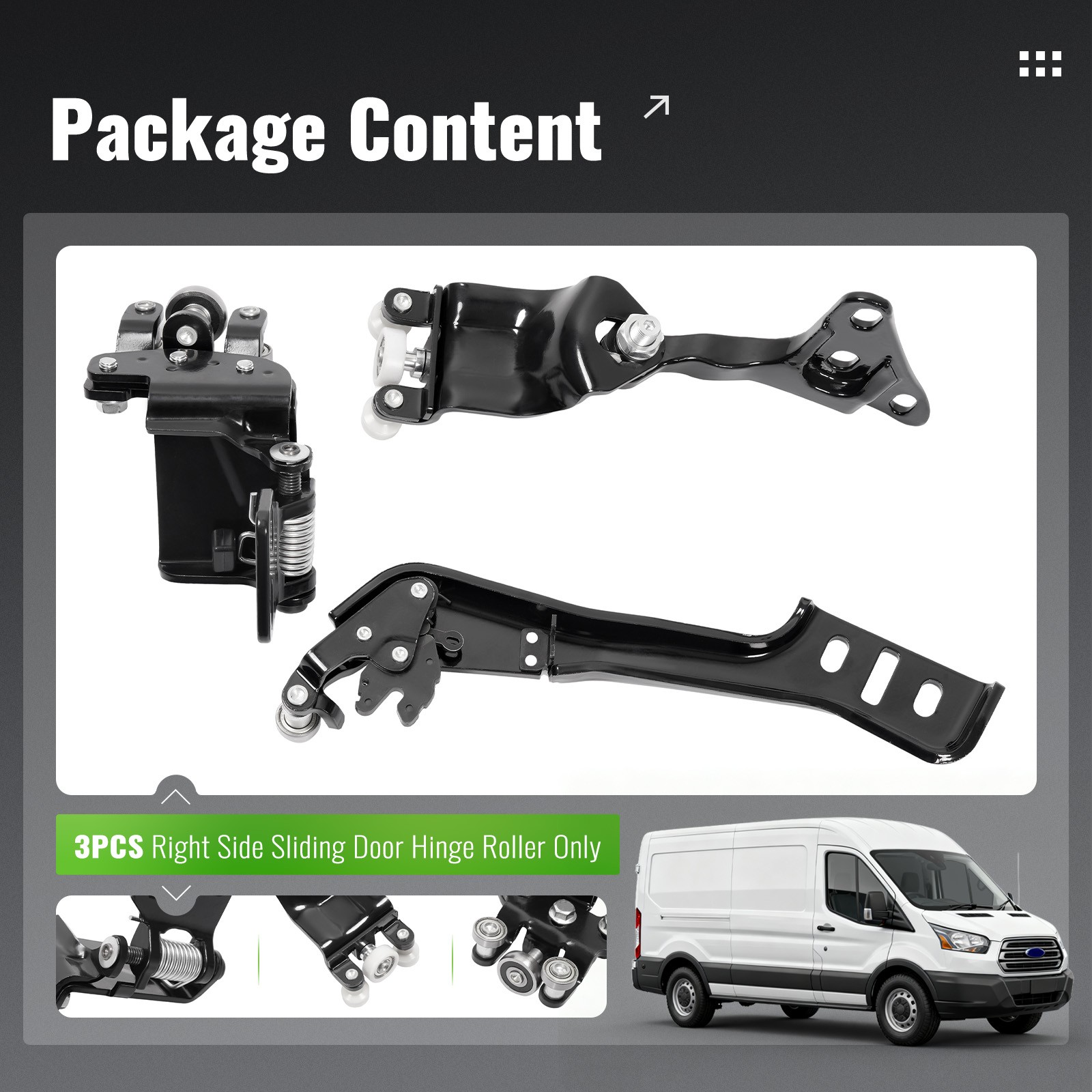 Sliding Door Hinge Roller Set Right Side For Ford Transit 150 250 350 2015-2023
