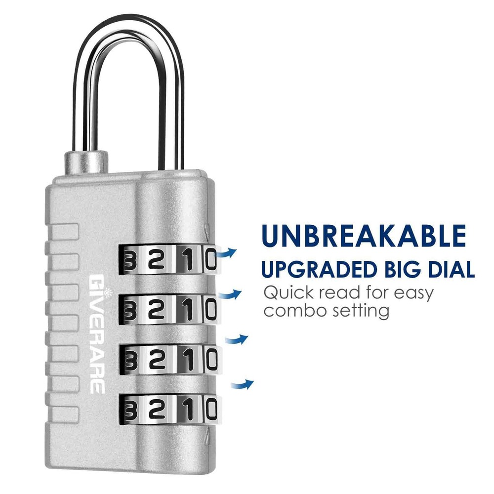 4 Pack Combination Lock, 4-Digit Padlock Keyless, Resettable 2black2silver