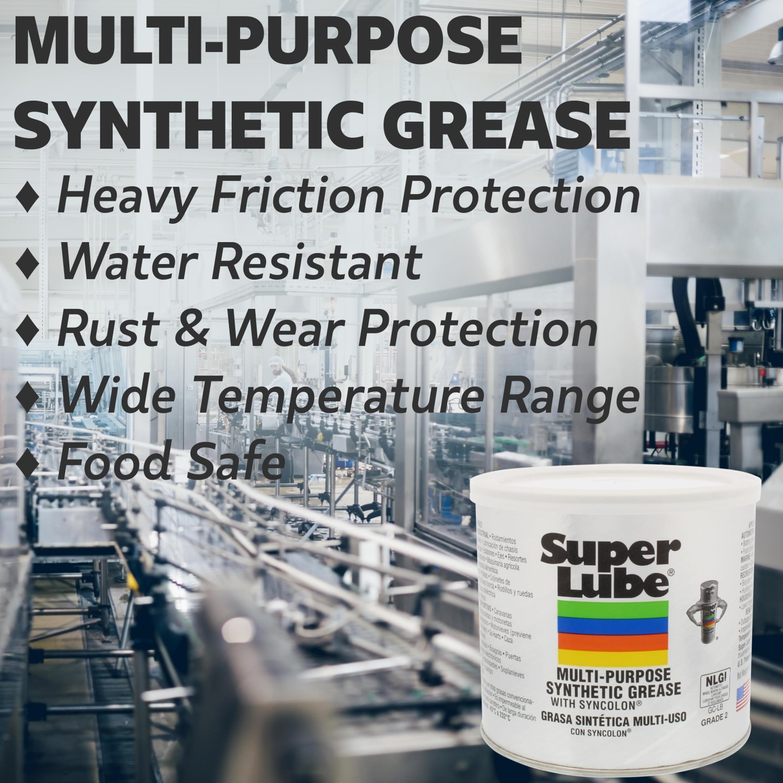 Super Lube 21036 Synthetic Grease (NLGI 2), 3 oz Cartridge, Translucent White