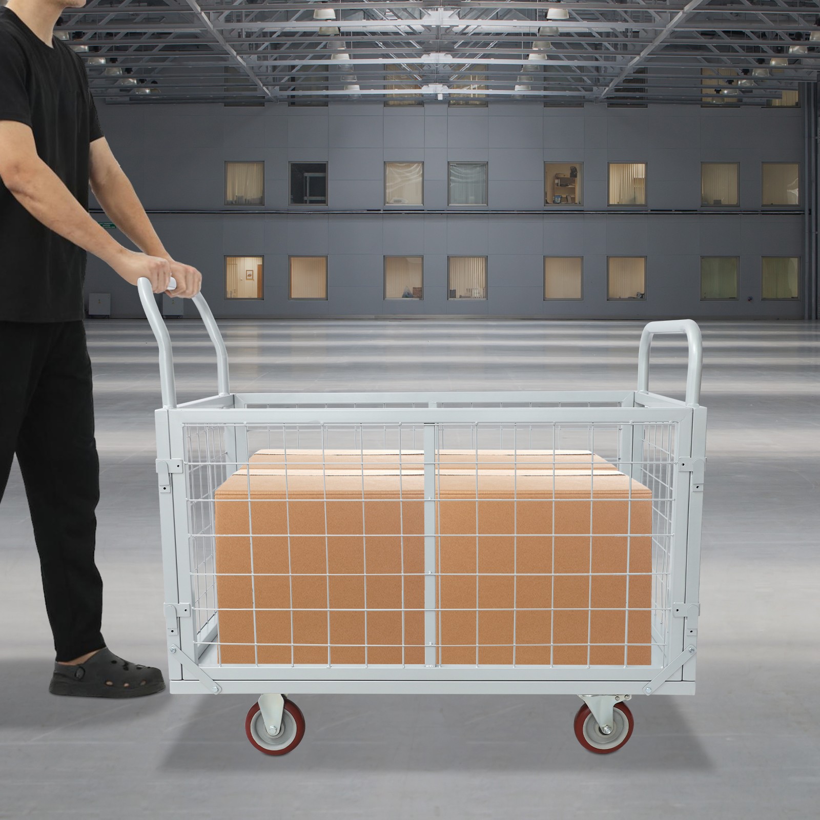 Platform Truck Cart 4-in-1 Heavy Duty Platform Truck Cart 816kg/1800 lbs Silver