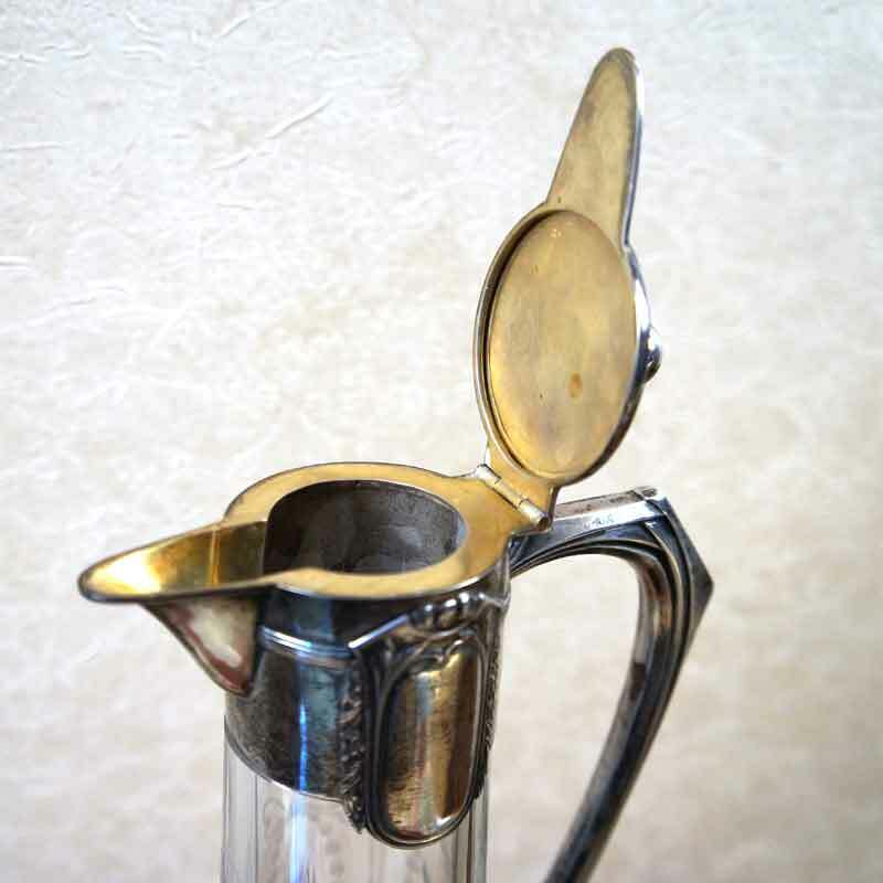 Unique Antique Silver Crystal Repousse Jug