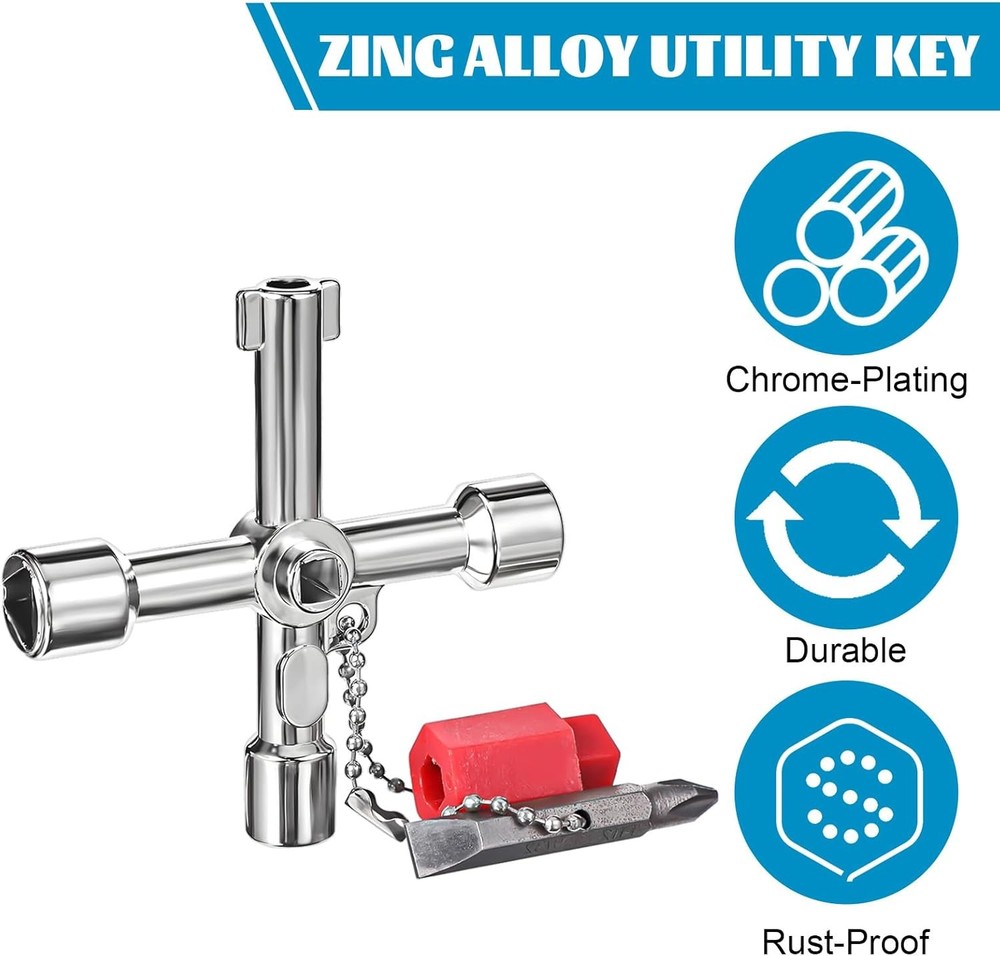 4 Way Water Key with Slotted & Phillips Screwdrivers Multi-Function Tool