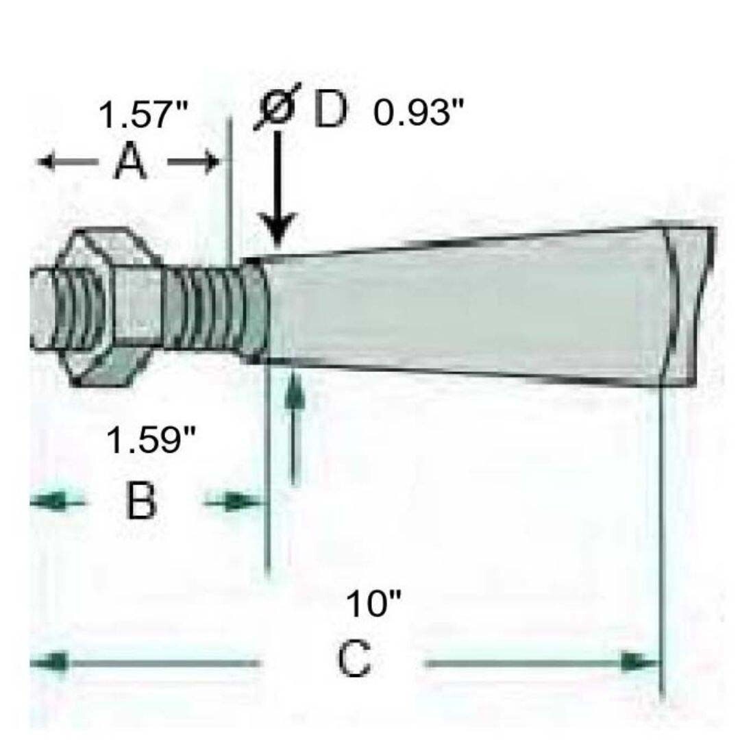 Bale Spike / Spear / Hay Tine with nut and Sleeve 43" 0800110