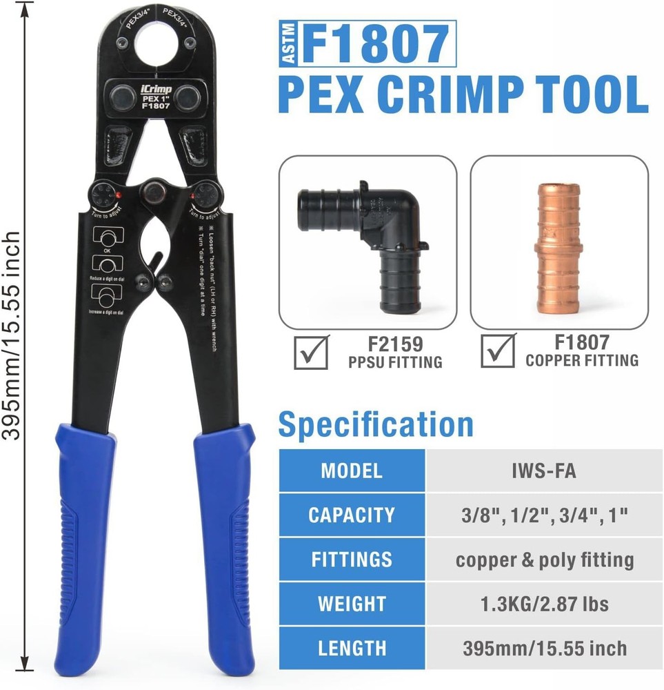 PEX Crimper, Copper Pipe Crimping Tool Kit