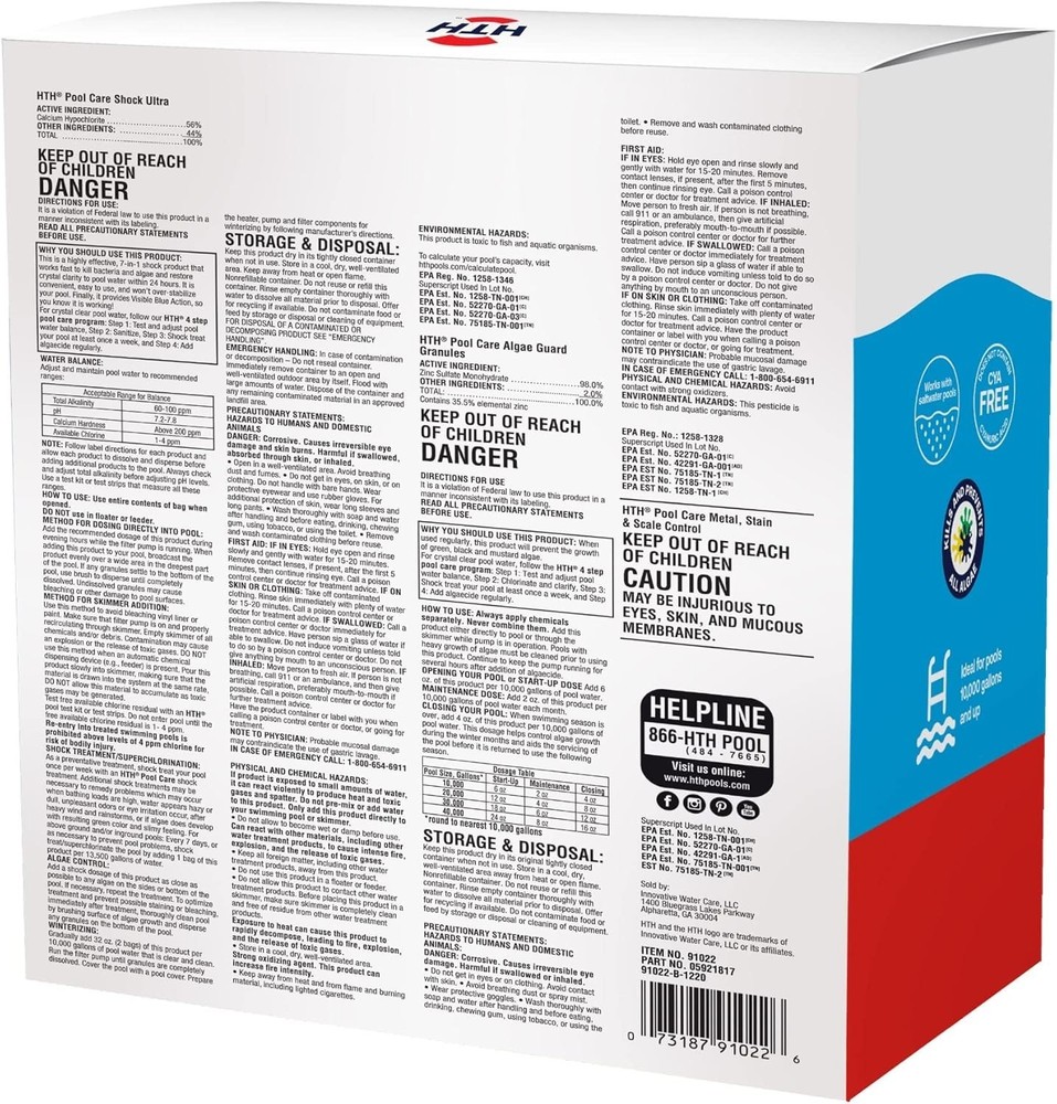 Multi-Purpose Swimming Pool Care Kit, 4 lbs - For Algae Control & Water Testing