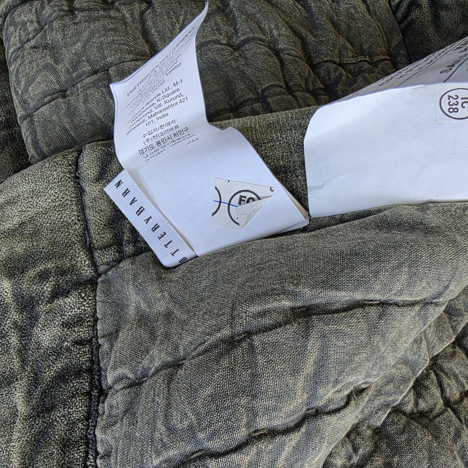 Pottery Barn Washed Velvet Handcrafted Quilt Full Queen Loden Green New