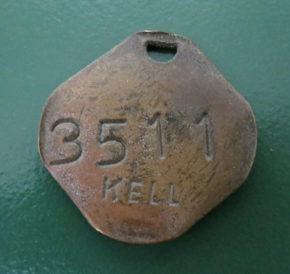 KELLINGLEY Colliery Pit Check Tally - marked KELL 3511