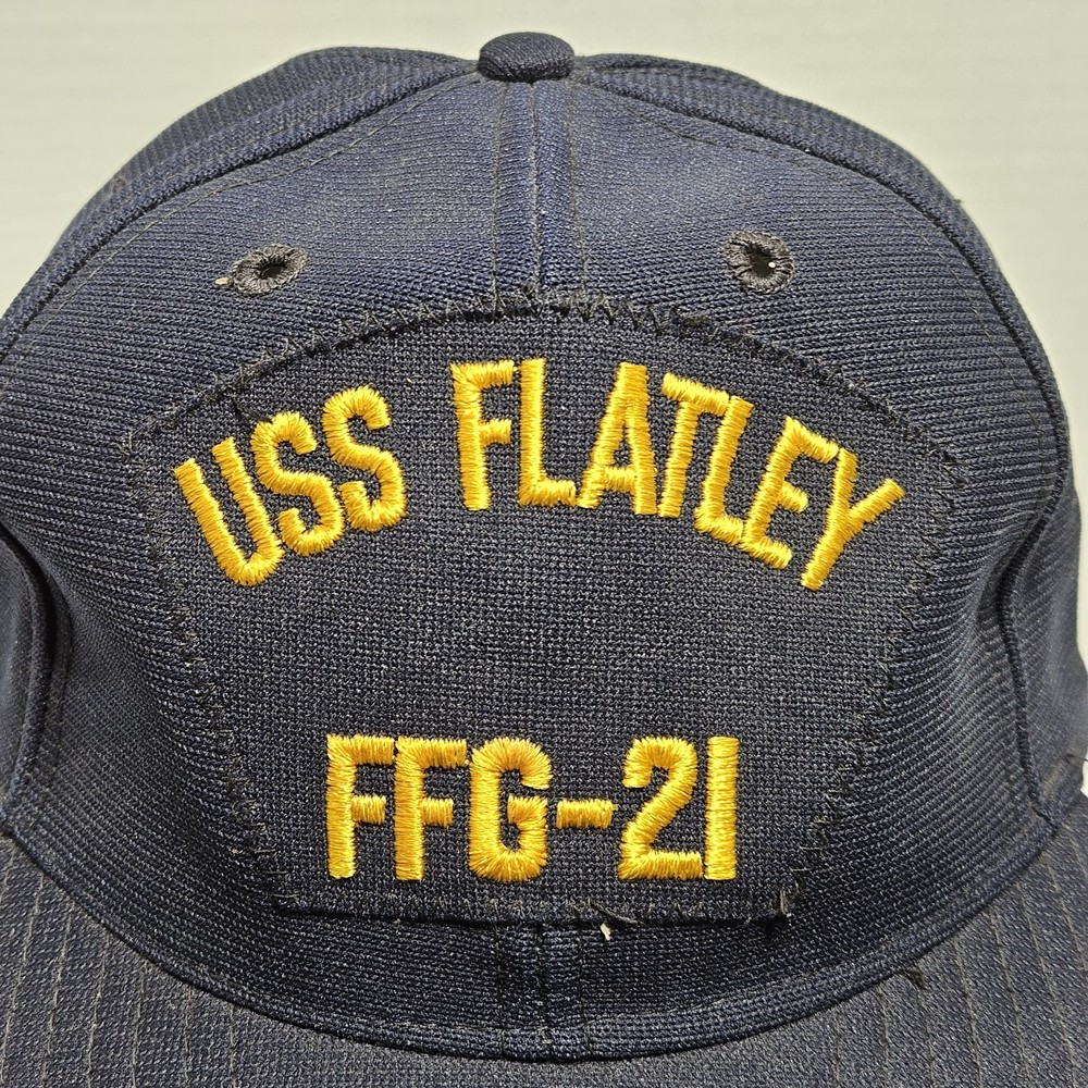 Vintage USS Flatley FFG-21 Navy Battleship Patch Hat