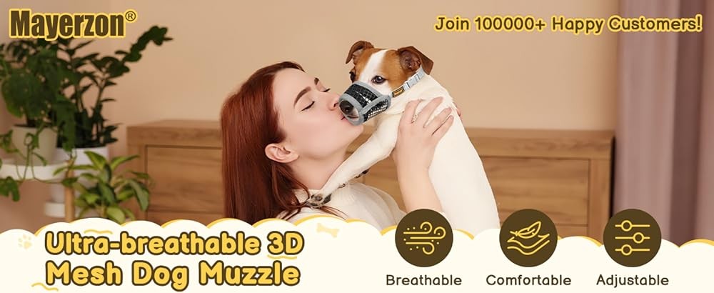Dog Muzzle for Biting, Patented Soft Breathable Mesh Muzzle for