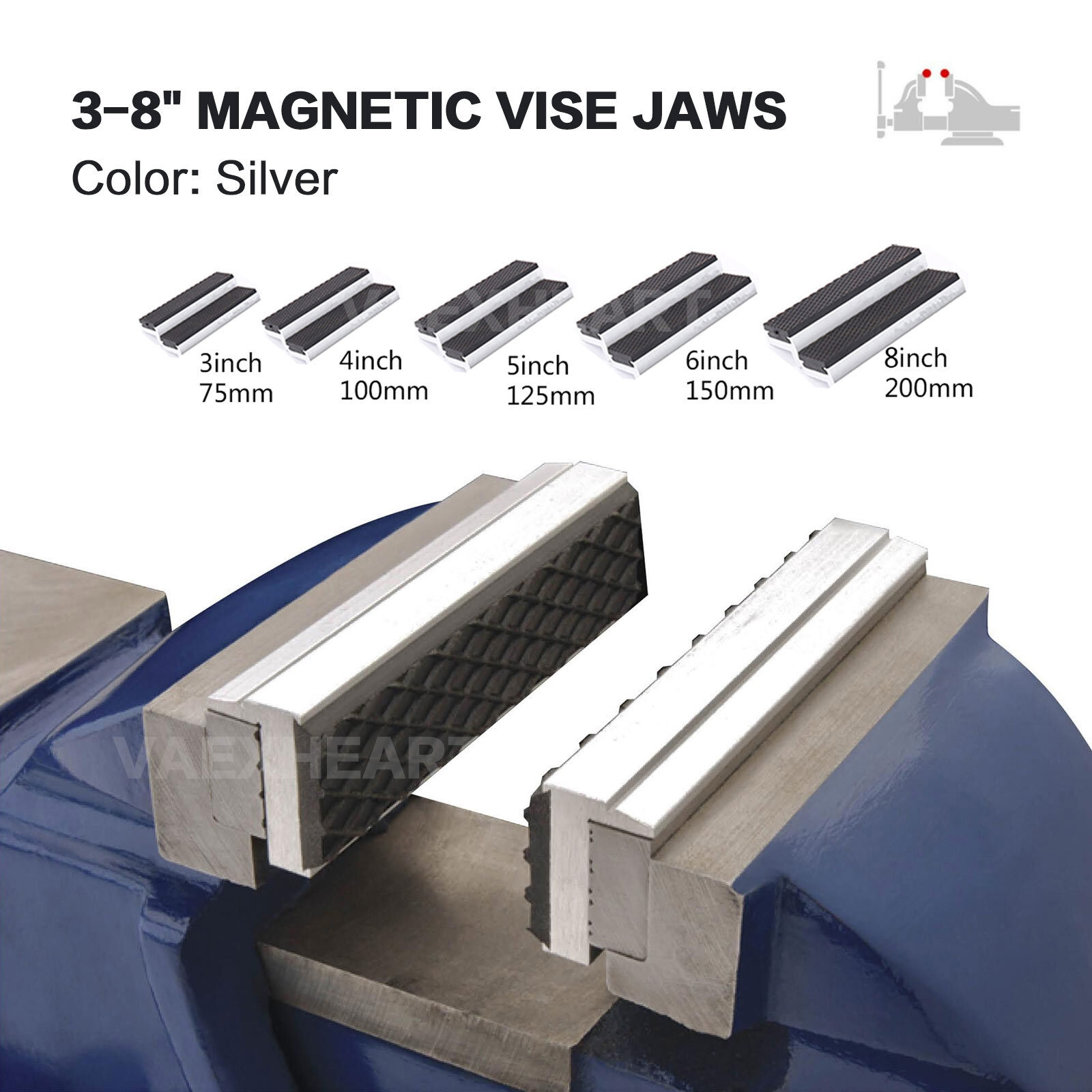 US STOCK 3"-8" Universal Vise Jaws with Strong Magnetic Soft Vice Pads Cover