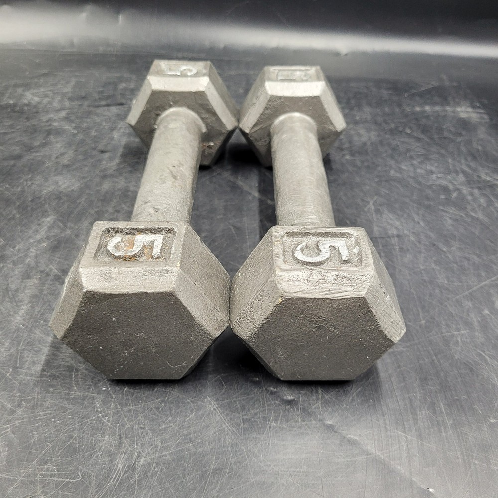 Pair CAP 5lb Hex Dumbbells Cast Iron